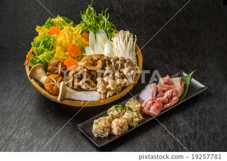 Chicken Pot Set Ingredient of Japanese food seerved hot pot Chicken Pot Set Ingredient of Japanese food seerved hot pot 19257781