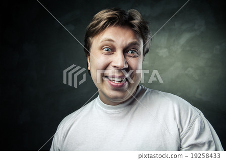 funny holarious middle aged man over gray 19258433