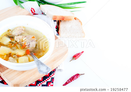 Soup with pickled cucumbers  19258477