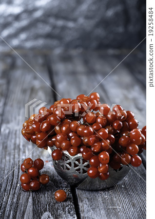 Autumn still life with twigs of viburnum. Autumn still life with twigs of viburnum. 19258484