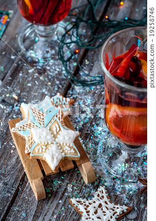 Homemade christmas cookies on wooden table Homemade christmas cookies on wooden table 19258746