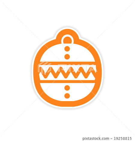 paper sticker on white background Christmas ball 19258815
