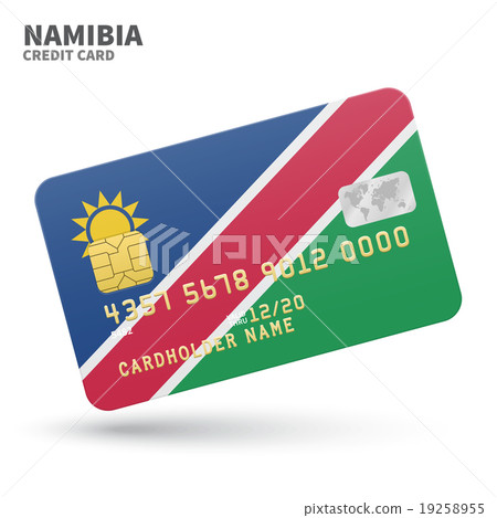 Credit card with Namibia flag background for bank 19258955