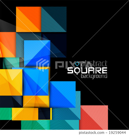 Glossy color squares on black. Geometric abstract Glossy color squares on black. Geometric abstract 19259044
