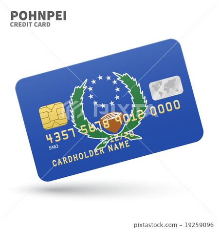Credit card with Pohnpei flag background for bank 19259096