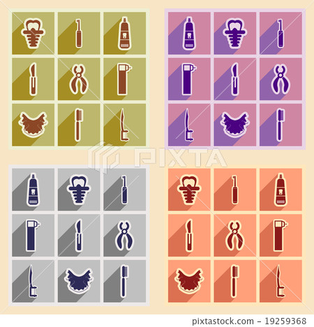 Icons of assembly stomatology in flat style 19259368