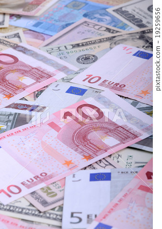 euro currency banknotes. european and american euro currency banknotes. european and american 19259656