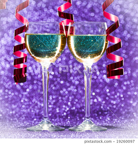 two glasses of champagne ready for christmas two glasses of champagne ready for christmas 19260097