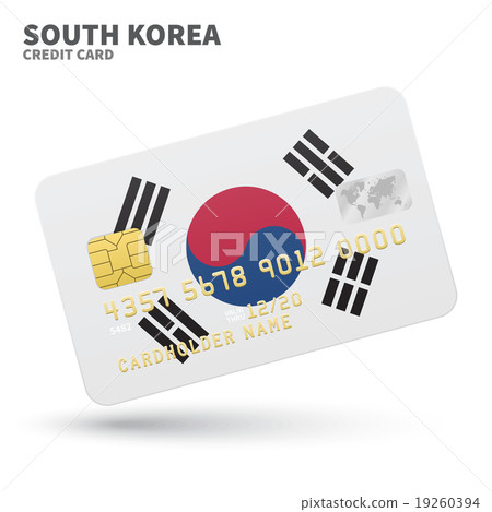 Credit card with South Korea flag background for Credit card with South Korea flag background for 19260394