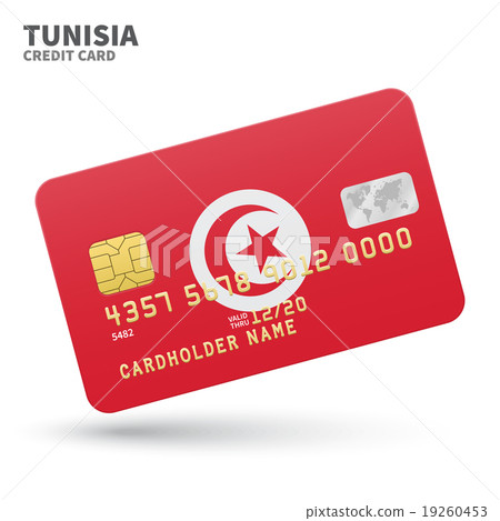 Credit card with Tunisia flag background for bank 19260453