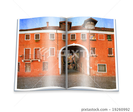 Opened book with a picture Old Venetian yard Opened book with a picture Old Venetian yard 19260992