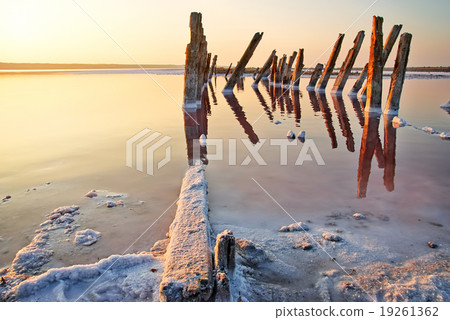 Sunset over the salt lake.  19261362