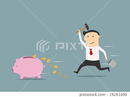 Businessman wants to break piggy bank Businessman wants to break piggy bank 19261800