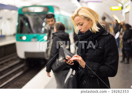 Woman on a subway station. 19262353