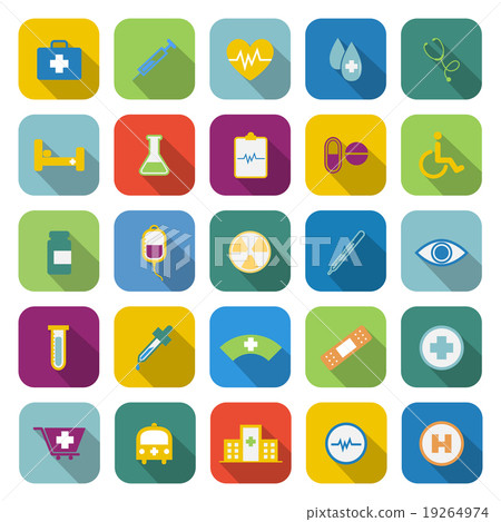 Medical color icons with long shadow Medical color icons with long shadow 19264974