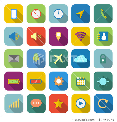 Mobile phone color icons with long shadow Mobile phone color icons with long shadow 19264975