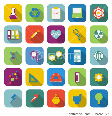 Science color icons with long shadow 19264976