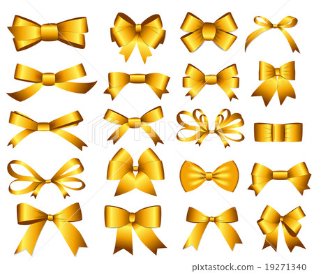 Gold Ribbon and Bow Set for Your Design. Vector Gold Ribbon and Bow Set for Your Design. Vector 19271340