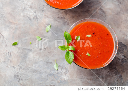 Gazpacho summer soup in glass  19273364