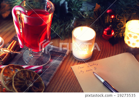 Christmas letter on the table with spices Christmas letter on the table with spices 19273535