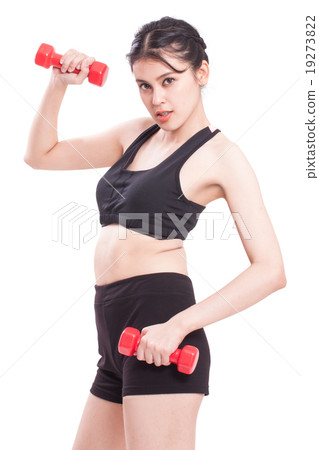 Sport woman doing exercise with lifting weights 19273822