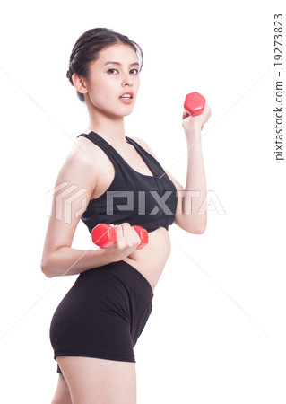 Sport woman doing exercise with lifting weights 19273823