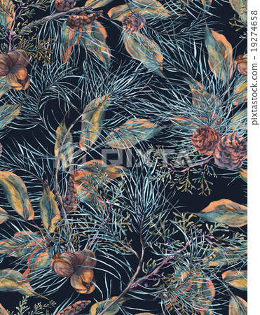 Watercolor Christmas Seamless Pattern with Tree - Stock Illustration ...