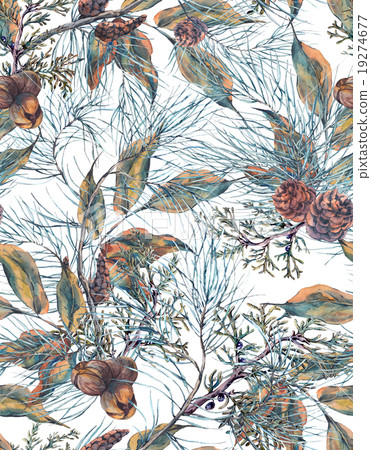 Watercolor Christmas Seamless Pattern with Tree - Stock Illustration ...