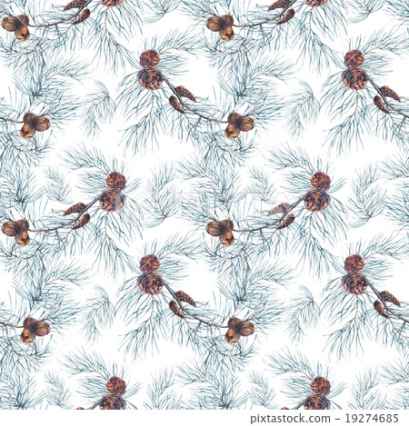 Watercolor Christmas Seamless Pattern with Tree - Stock Illustration ...