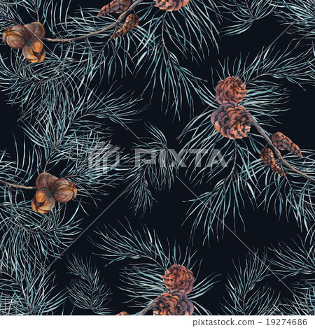 Watercolor Christmas Seamless Pattern with Tree - Stock Illustration ...