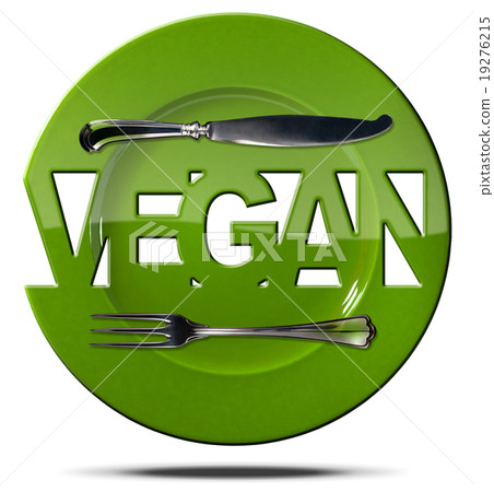 Vegan Green Plate - Symbol with Cutlery 19276215