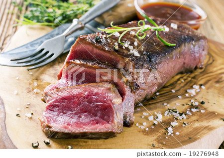 beef steak on the wooden board 19276948