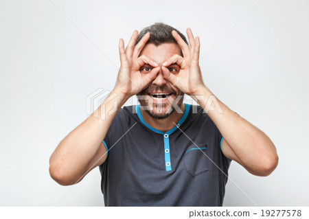 Concept for emotional man with beard Concept for emotional man with beard 19277578