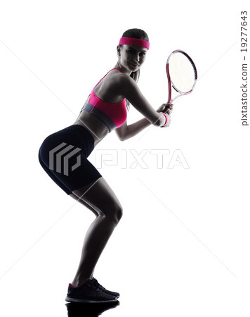 woman tennis player silhouette woman tennis player silhouette 19277643