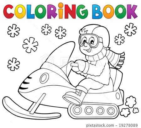 Coloring book snowmobile theme 1 - Stock Illustration [19278089] - PIXTA