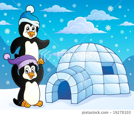 Igloo with penguins theme 3 Igloo with penguins theme 3 19278103