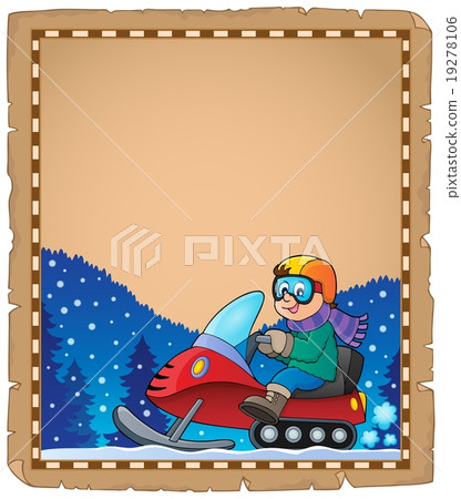 Parchment with snowmobile theme 1 19278106