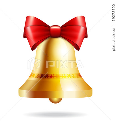 golden bell with a red bow - Stock Illustration [19278300] - PIXTA