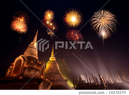 Fireworks festival at Sukhothai History Par Fireworks festival at Sukhothai History Par 19278375