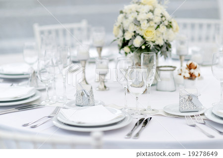 Table set for an event party or wedding reception 19278649