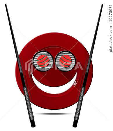 Sushi - Symbol with Smiling Plate 19278675