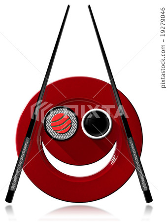 Sushi - Symbol with Smiling Plate 19279046