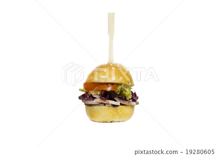 mini canape with meat and vegetables on a white ba mini canape with meat and vegetables on a white ba 19280605