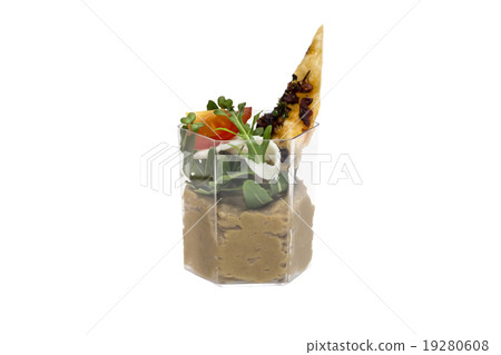 mini canape with meat and vegetables on a white ba mini canape with meat and vegetables on a white ba 19280608