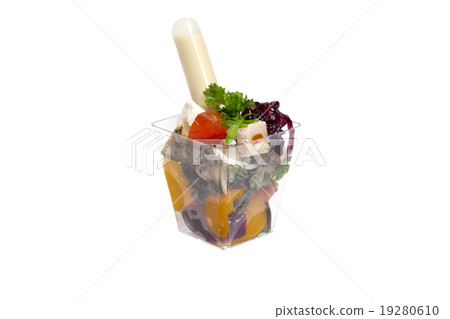 mini canape with meat and vegetables on a white ba mini canape with meat and vegetables on a white ba 19280610
