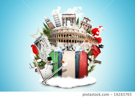 Italy, winter Christmas collage with landmarks Italy, winter Christmas collage with landmarks 19283765