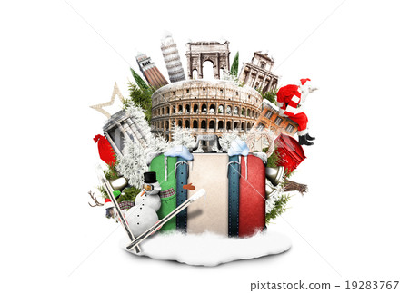 Italy, winter Christmas collage with landmarks  19283767
