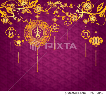 Chinese New Year Background with golden decoration 19285052