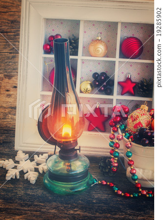 vintage lantern with christmas wreath vintage lantern with christmas wreath 19285902