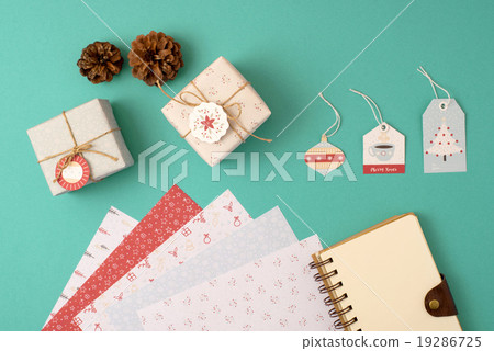 Christmas vintage elements template top view Christmas vintage elements template top view 19286725